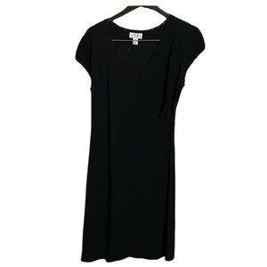 •TALBOTS•BLACK EYELET EMBROIDERED TRIM MIDI LENGTH DRESS SIZE PETITE SMALL EUC